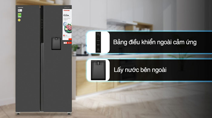 Tủ lạnh GR-RS775WI-PMV(06)-MG tích hợp bảng điều khiển bên ngoài tiện lợi