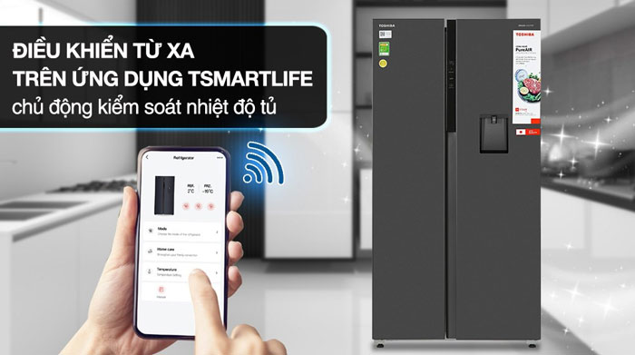 Tủ lạnh Toshiba GR-RS775WI-PMV(06)-MG có khả năng điều khiển từ xa thông qua ứng dụng TSmartLife