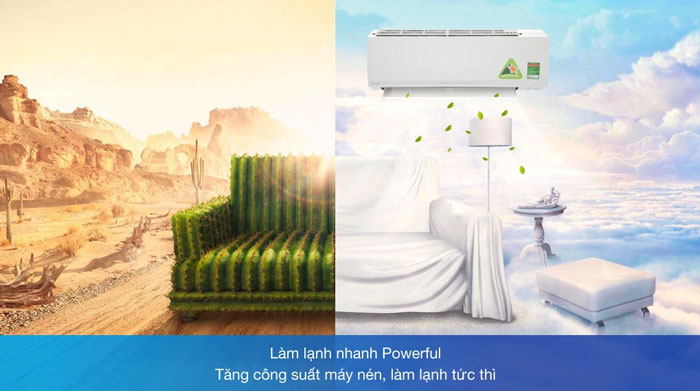 Chế độ Powerful trên điều hòa 1 chiều Inverter 8.500 BTU ATKC25UAVMV/ARKC25UAVMV