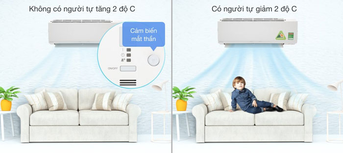 Máy lạnh Daikin Inverter 1HP ATKC25UAVMV có cảm biến mắt thần thông minh