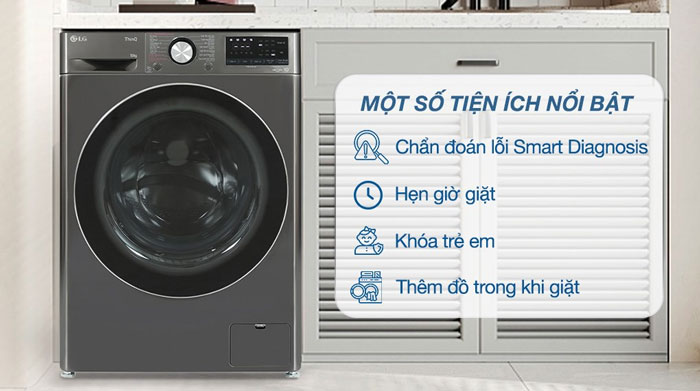 máy giặt LG FV1410S4B có nhiều tính năng, tiện ích hiện đại