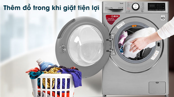 Máy giặt cửa trước FV1409S2V có khả năng thêm đồ giặt tiện ích