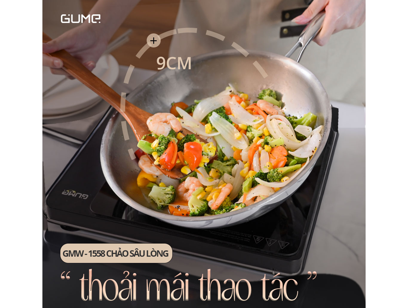 Chảo sâu lòng inox Gume GMW-1558