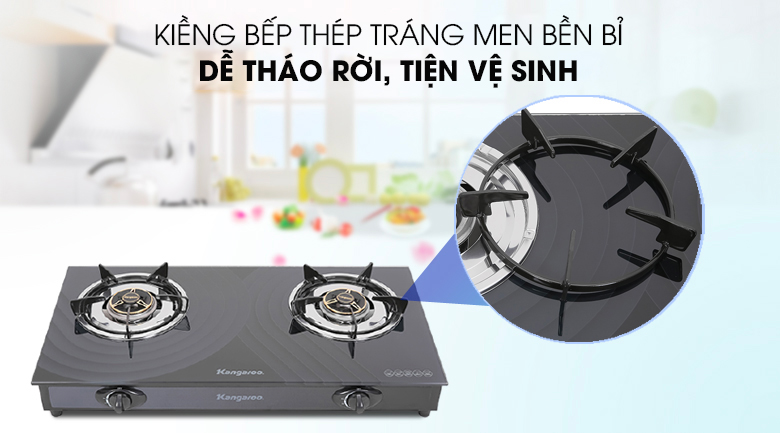 Kiềng bếp gas Kangaroo KG519M được làm từ thép tráng men chắc chắn