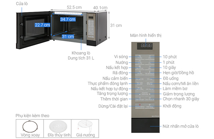 Kích thước lò vi sóng Panasonic NN-GT65JBYUE 