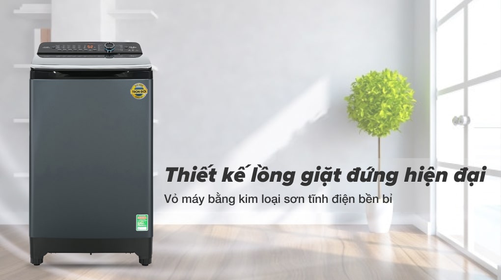 Máy giặt Aqua Inverter 10,5kg AQW-DR105JT BK có thiết kế hiện đại, đơn giản