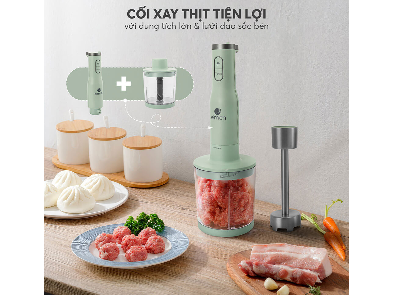 Máy xay cầm tay Elmich BLE-8666 có cối xay thịt