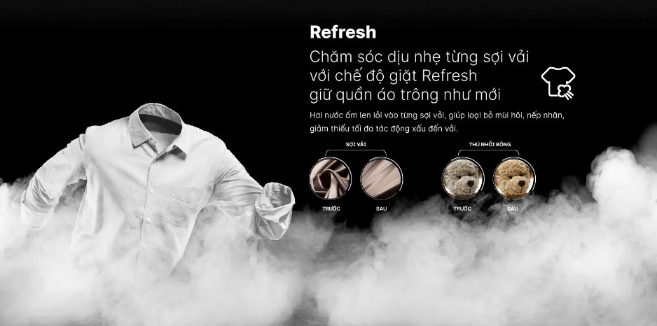 Chế độ Refesh trên máy giặt Aqua giúp quần áo luôn như mới