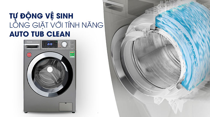 Máy giặt lồng trước Panasonic NA-V10FC1LVT có chức năng vệ sinh lồng giặt