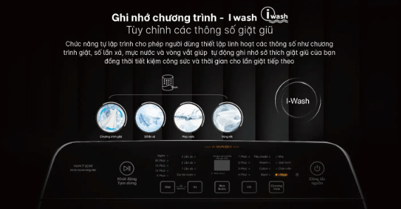 máy giặt AQW-DR101GT BK còn có chương trình giặt I-Wash giúp ghi nhớ lại các thông số giặt