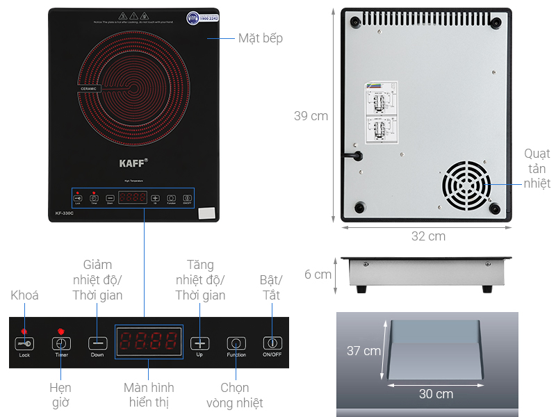 Bếp hồng ngoại đơn lắp âm Kaff KF-330C