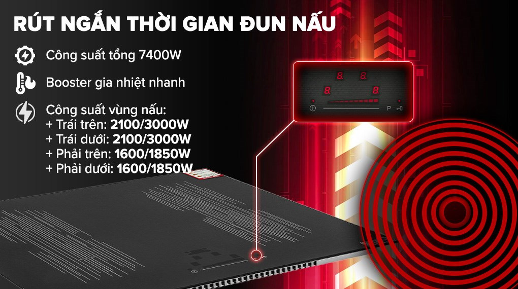 Bếp từ 4 vùng nấu Malloca