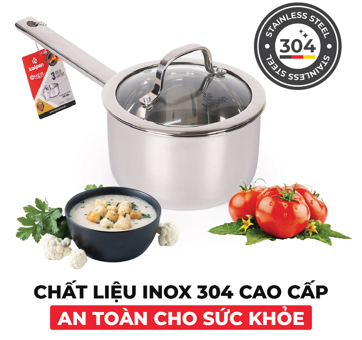 Quánh inox 3 lớp liền khối Kalpen Emer EM16