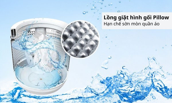 máy giặt lồng đứng AQUA AQW-DR150UGT.PS sử dụng lồng giặt Pillow độc đáo