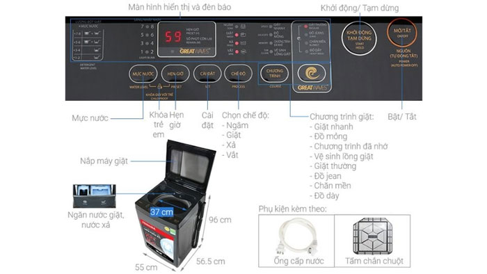 Cấu tạo của máy giặt Toshiba AW-DM1100JV(MK)