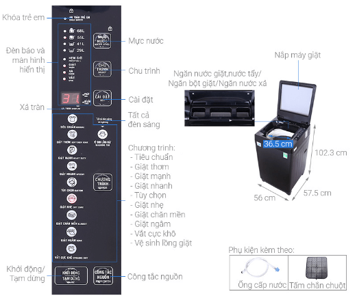 Máy giặt AQUA AQW-FR100GT.BK - 10kg