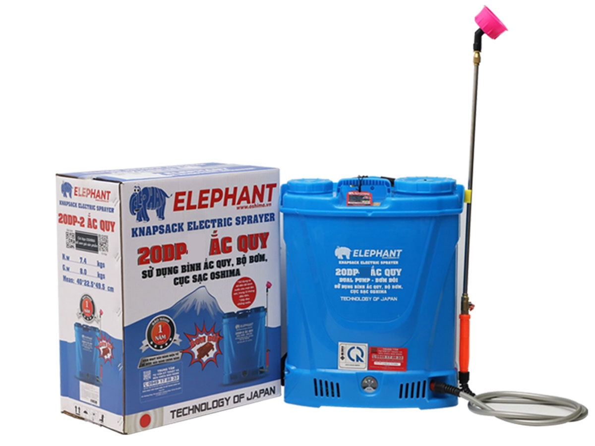 Bình xịt thuốc trừ sâu, côn trùng điện Elephant 20DP (1 ắc quy)