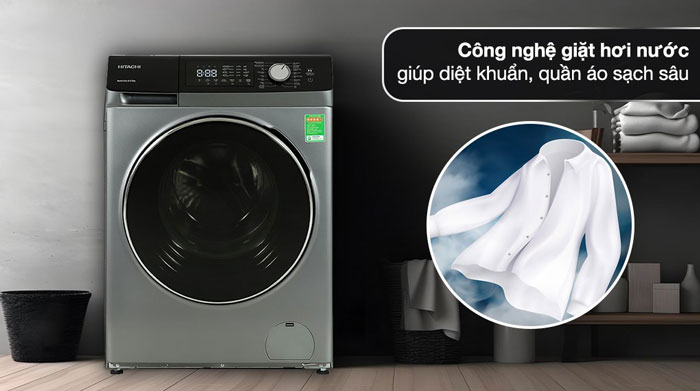 Máy giặt Hitachi BD-1054HVOS được ứng dụng công nghệ giặt hơi nước hiện đại