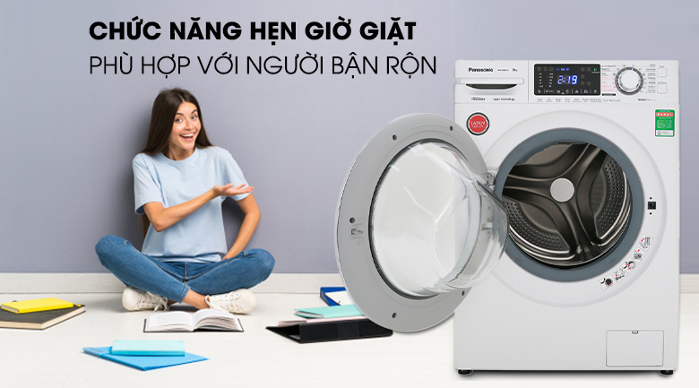 Máy giặt NA-V90FC1WVT có tính năng hẹn giờ tiện lợi