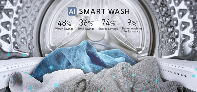 Máy giặt sấy Panasonic NA-V90FC1WVT ứng dụng công nghệ AI Smart Wash 