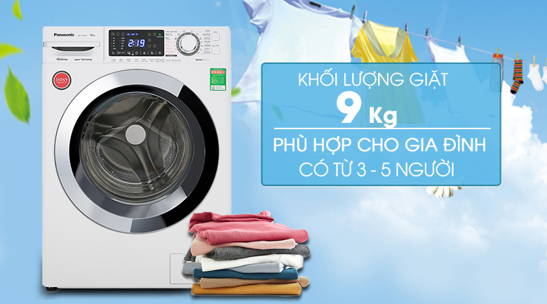 Máy giặt sấy Panasonic 9kg NA-V90FC1WVT có khối lượng giặt 9kg