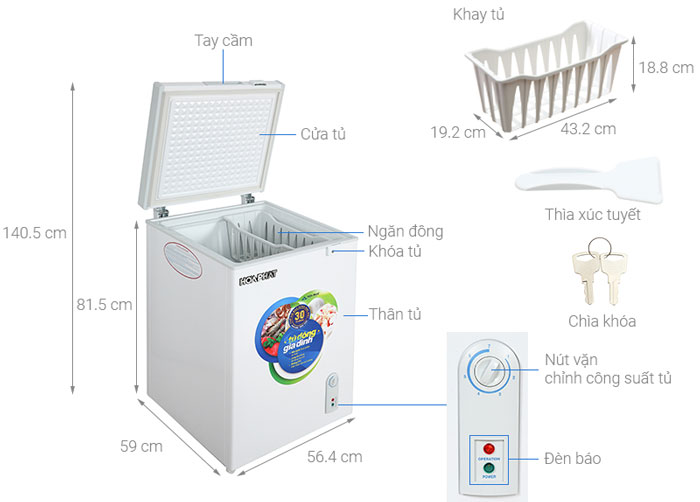 Cấu tạo tủ đông Hòa Phát HCF-106S1Đ