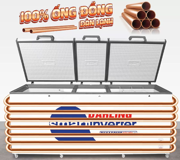 tủ đông 1 ngăn Darling DMF 1279ASI có dàn lạnh làm từ 100% đồng