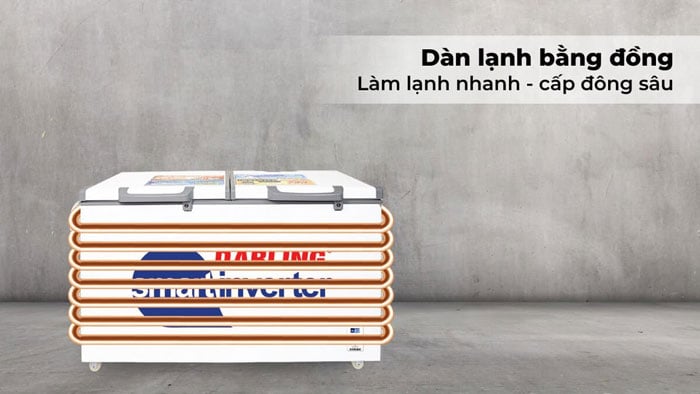 tủ đông 1 ngăn Darling DMF 8779ASI sử dụng dàn lạnh bằng đồng