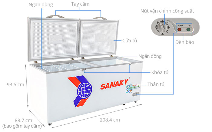 Cấu tạo của tủ đông Sanaky VH 8699HY3