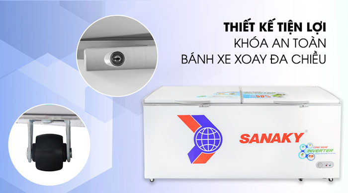 Tủ đông Inverter Sanaky VH-8699HY3 có khóa cánh an toàn