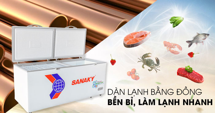 tủ đông 1 ngăn Sanaky VH-8699HY3 sử dụng dàn lạnh bằng đồng nguyên chất