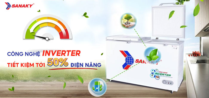 Tủ đông Sanaky VH-5699HY3 còn được trang bị công nghệ Inverter 