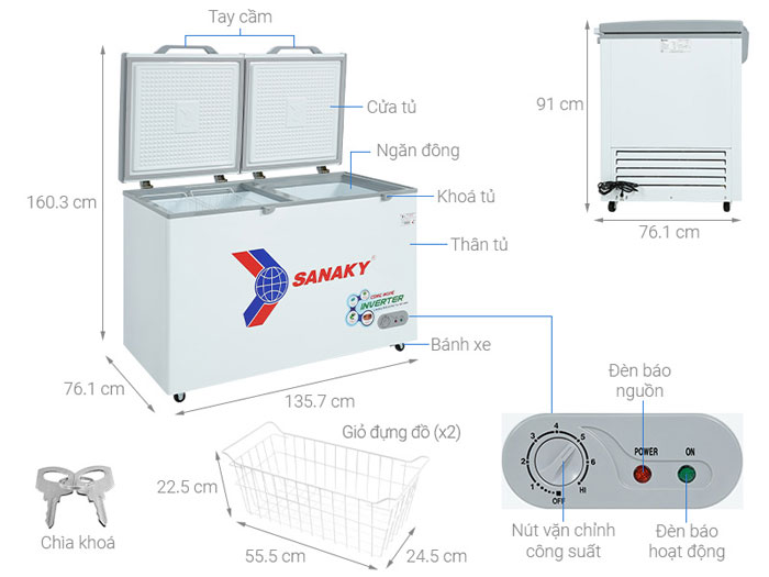 Cấu tạo của tủ đông Sanaky VH-5699HY3