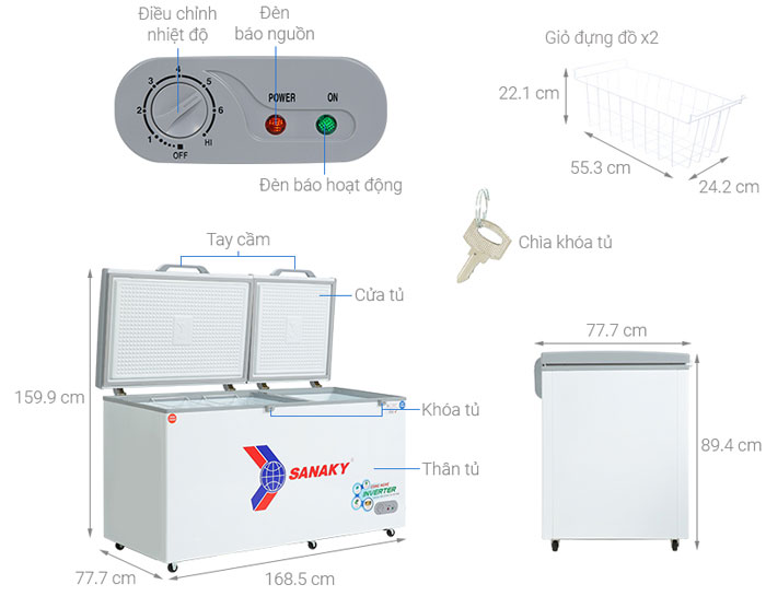 Cấu tạo của tủ đông Sanaky 485 lít VH-6699W3