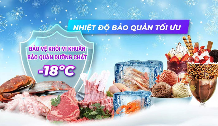 Tủ đông Sanaky 4899K3B có dải nhiệt độ từ -18 độ đến 0 độ C giúp bảo quản thực phẩm đa dạng