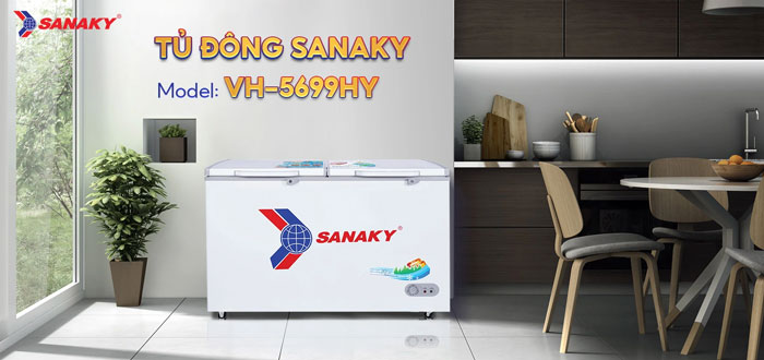 Tủ đông Sanaky VH 5699HY có thiết kế 1 ngăn 2 cánh hiện đại