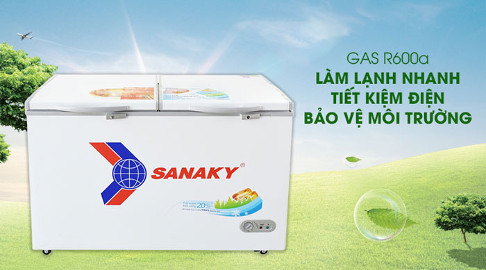 Tủ đông 1 ngăn Sanaky VH 5699HY còn sử dụng môi chất lạnh thế hệ mới R600a