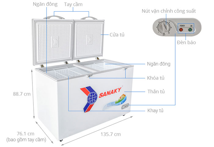 Cấu tạo của tủ đông Sanaky VH 5699HY