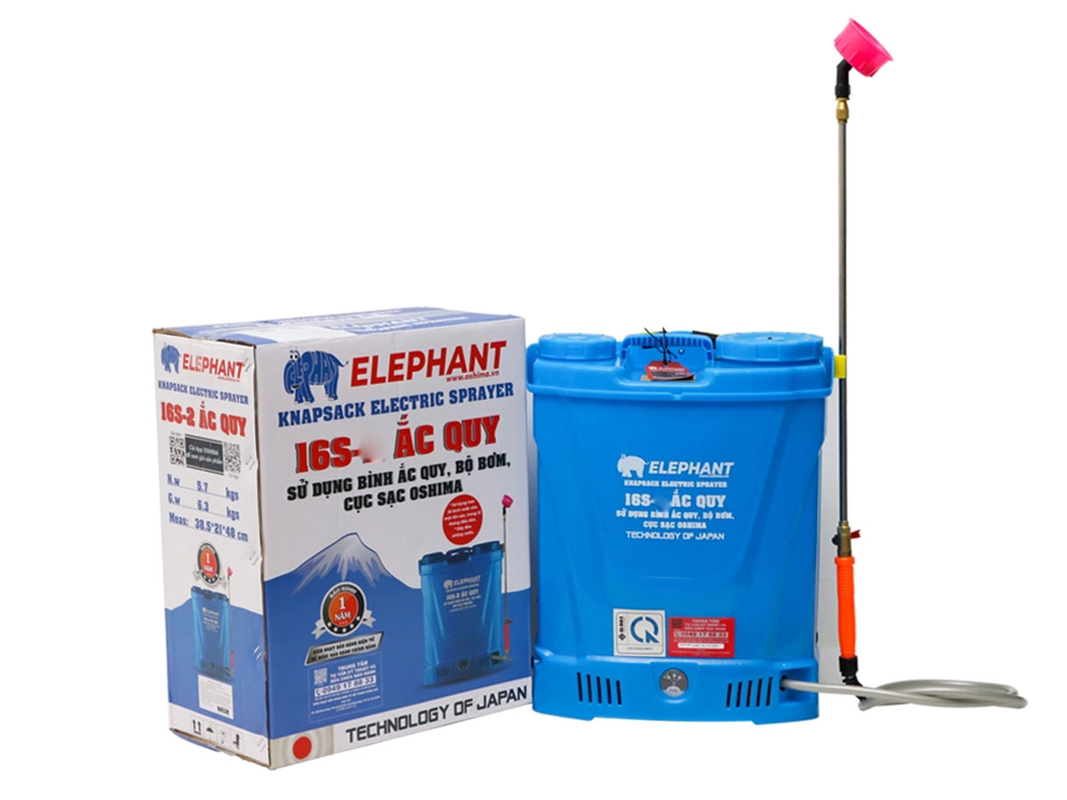 Bình xịt thuốc trừ sâu, côn trùng điện Elephant 16S (1 ắc quy)