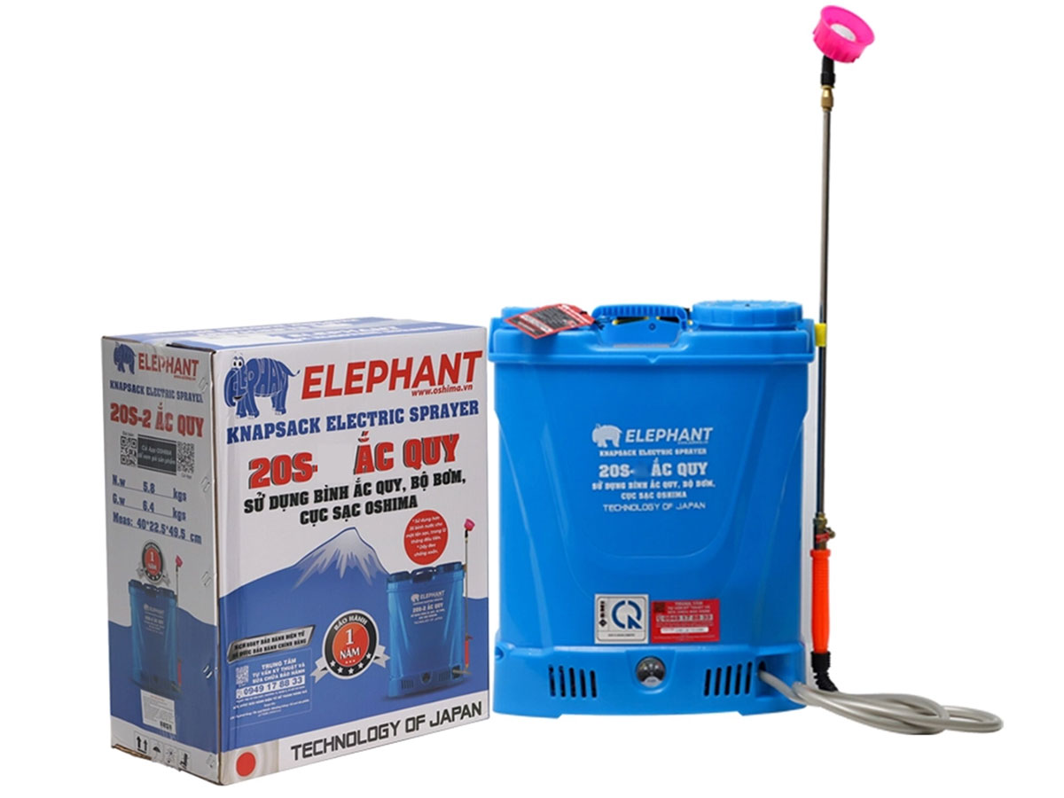 Bình xịt thuốc trừ sâu, côn trùng điện Elephant 20S (1 ắc quy)