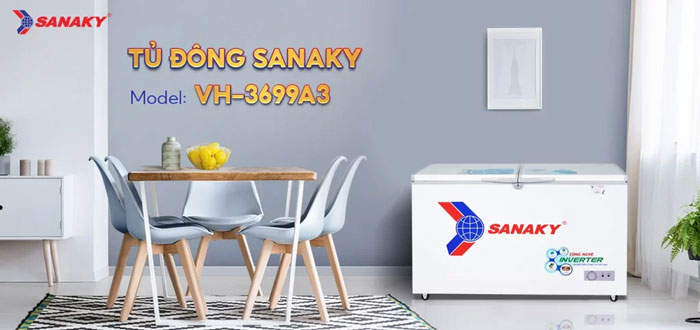 Sanaky VH-3699A3 sở hữu thiết kế màu trắng sang trọng với 1 ngăn 2 cánh