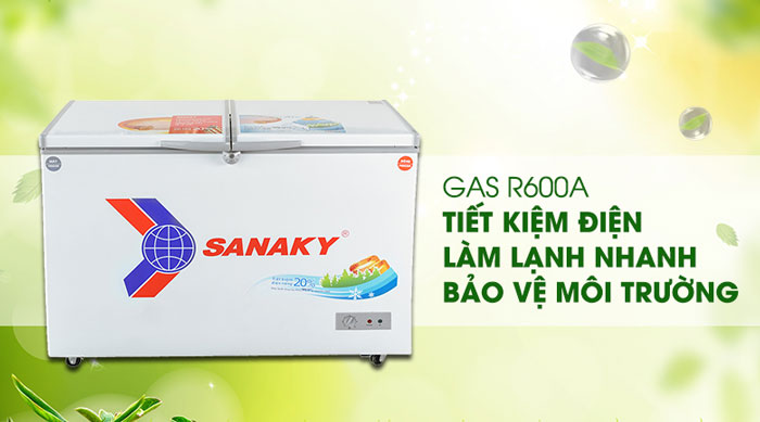 Tủ đông 2 ngăn Sanaky VH 3699W1 sử dụng môi chất lạnh thế hệ mới R600a 