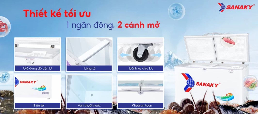 Tủ đông 1 ngăn 2 cánh mở Sanaky VH 3699A1 tích hợp nhiều tiện ích nổi bật