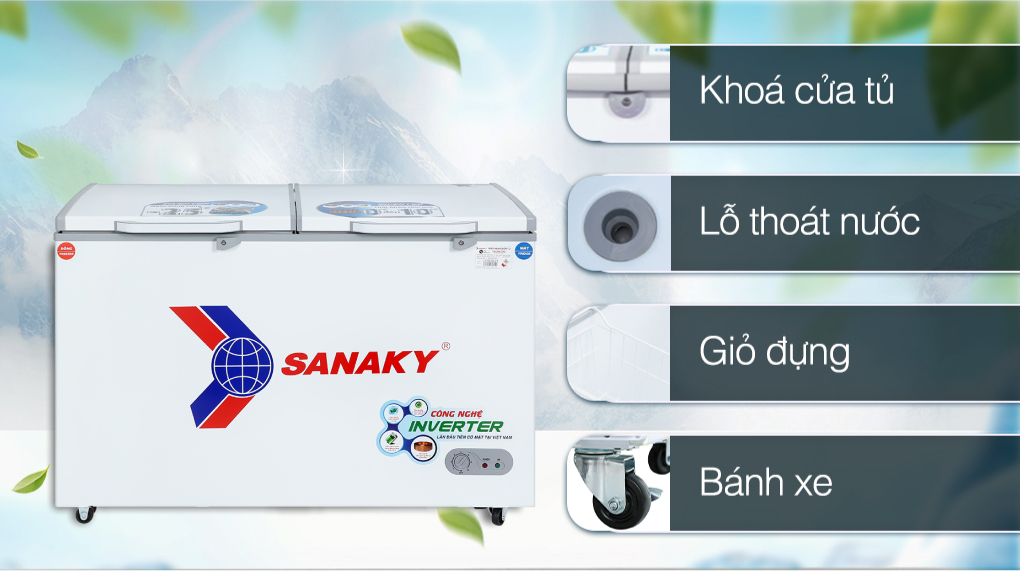 Tủ đông 2 ngăn 2 cánh Sanaky VH-5699W3 tích hợp nhiều tiện ích nổi bật