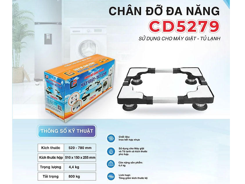 Chân đỡ máy giặt, tủ lạnh inox CD5279