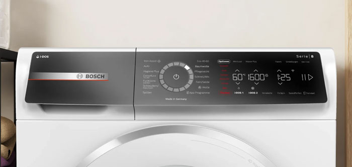 máy giặt Bosch WGB256A90 serie 8 có bảng điều khiển hiện đại