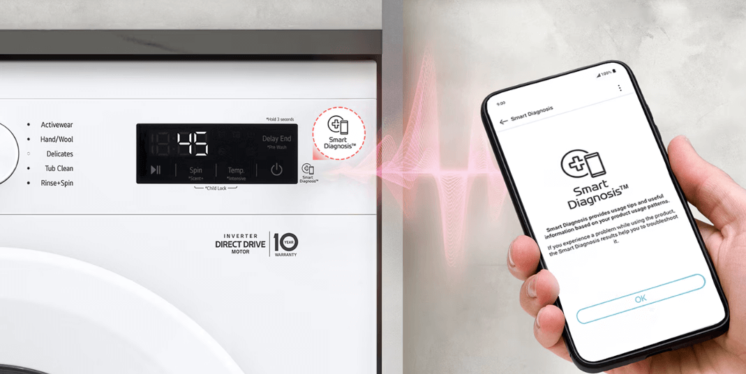 máy giặt cửa ngang LG FB1209S6W được tích hợp tính năng Smart Diagnosis