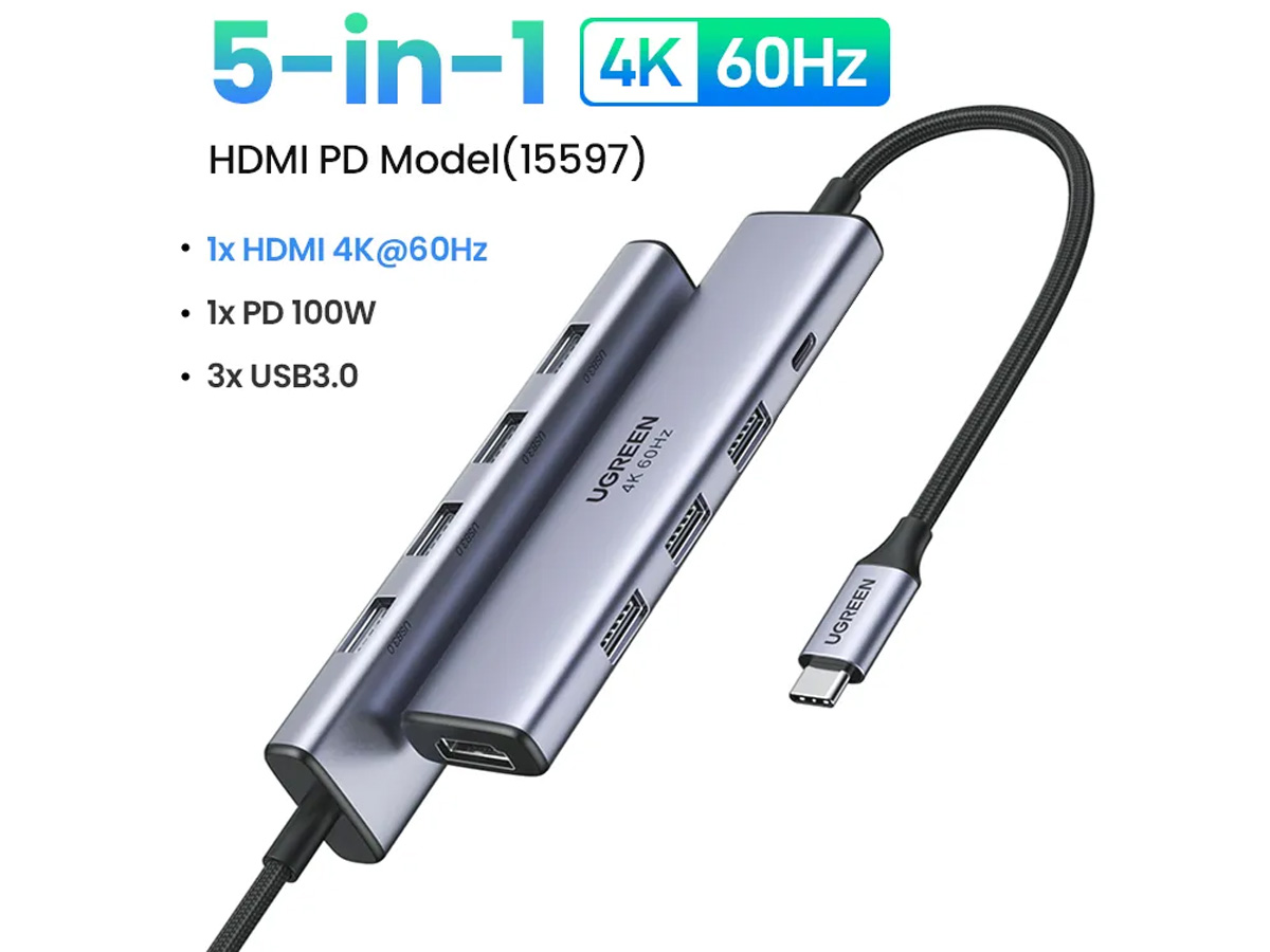 Hub chuyển đổi Type C Ugreen 90568 (1 cổng HDMI và 3 cổng USB 3.0)