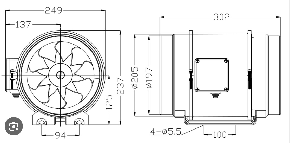 Quạt hút nối ống gió công nghiệp HF-200