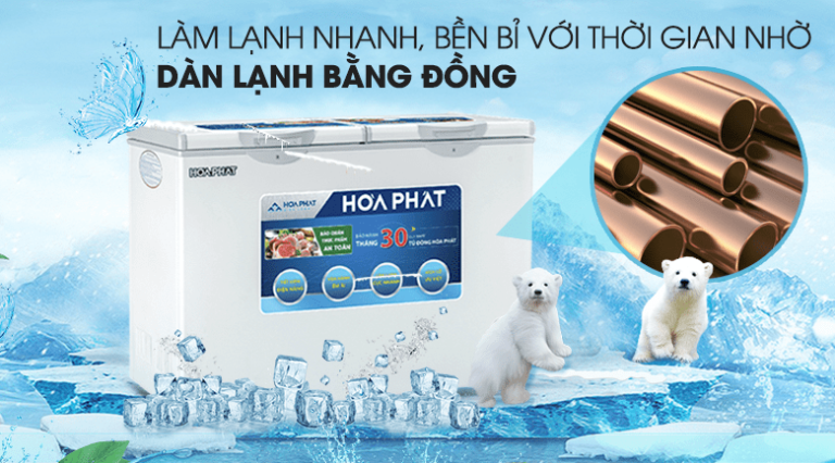 Tủ đông Funiki Hòa Phát 245 lít HCFI-606S2Đ2 sử dụng dàn lạnh bằng đồng nguyên chất